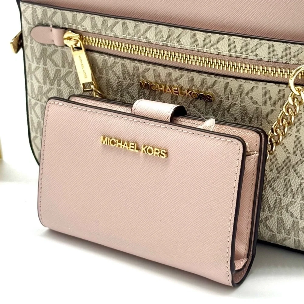 Michael Kors Large EW Zip Chain Xbody Crossbody Bag & Matching Bifold Wallet